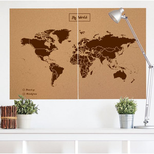 Miss Wood Harta lumii Woody Map Natural Cork XXL brown