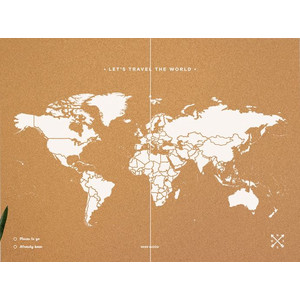Miss Wood Harta lumii Woody Map Natural Cork XXL white