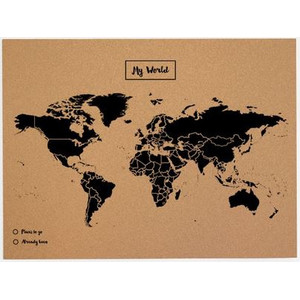 Miss Wood Mappa del Mondo Woody Map Natural Cork L black