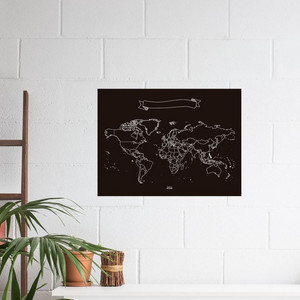 Miss Wood Mappa del Mondo Chalkboard L