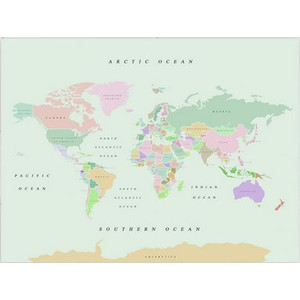Miss Wood Harta lumii Woody Map Watercolor Retro L