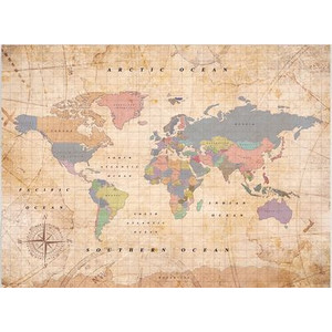 Miss Wood Mapa świata Woody Map Watercolor Old School L