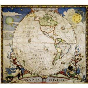 National Geographic Wereldkaart Ontdekkerskaart - westelijk halfrond (Engels)
