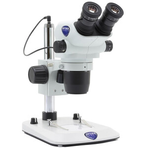 Optika Stereo zoom microscoop SZO-3, bino, 6.7-45x, Säulenstativ, Auf-, Durchlicht
