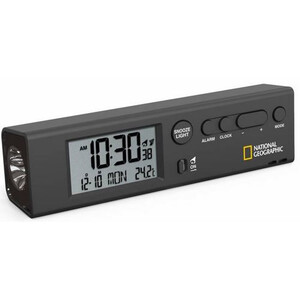 National Geographic Uhr Funk-Weltzeitwecker mit Thermometer und Taschenlampe