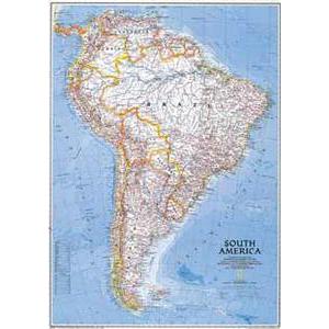 National Geographic Kontinent-Karte Süd Amerika, politisch groß