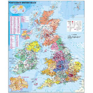 Carte géographique Stiefel Great Britain Post Code Map (english)