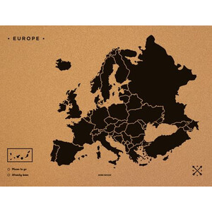 Miss Wood Continentkaart Woody Map Europa schwarz XL