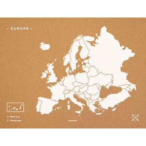 Miss Wood Mapa de continente Woody Map Europa weiß 90x60cm