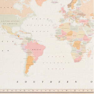 Miss Wood Mappa del Mondo Woody Map Watercolor Colonial L