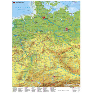 Stiefel Landkarte Deutschland mit UNESCO Welterbestätten mit Metallleisten