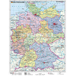 Stiefel Landkarte Deutschland politisch mit Metallleisten