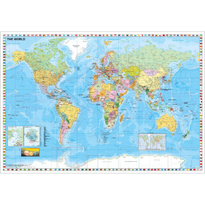 Stiefel Mapa świata politisch mit Flaggenrand (137x89)