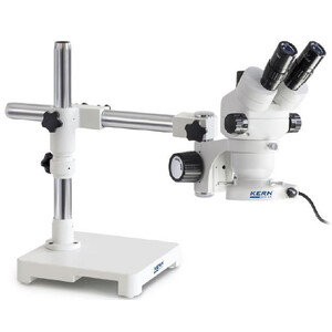 Kern Microscópio estéreo zoom OZM 903, trino, 7x-45x, HSWF10x23mm, Stativ, Einarm (430 mm x 385 mm) m. Tischplatte, Ringlicht LED 4.5 W