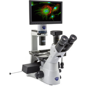 Optika Microscop inversat IM-3LD4D, 6MP, 12" display, trino, IOS U-PLAN F, LED-FLUO, LWD, 400x, 4 empty filter slots