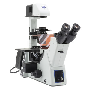 Optika Microscopio Mikroskop IM-5FLD-UK, trino, invers, FL-LED, w.o. objectives, UK