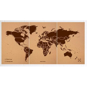 Miss Wood Wereldkaart Woody Map Natural Cork XXXL brown