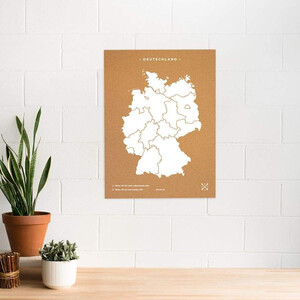 Miss Wood Mappa Woody Map Countries Deutschland Cork XL white (60 x 90 cm)