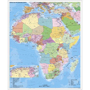 Stiefel Continentkaart Afrika politisch mit PLZ auf Platte zum Pinnen
