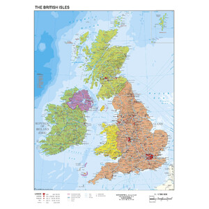 Carte géographique Stiefel Großbritannien und Irland politisch (68x98)