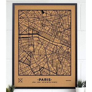 Miss Wood Mapa regionalna Woody Map Natural Paris XL Black