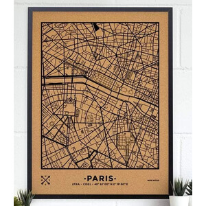 Miss Wood Regionale kaart Woody Map Natural Paris XL Black