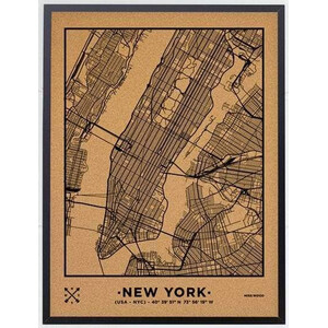 Miss Wood Mappa Regionale Woody Map Natural New York L Black