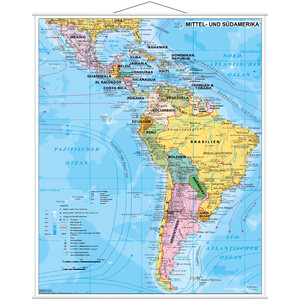 Stiefel Kontinent-Karte Mittel- und Südamerika politisch (97x119)