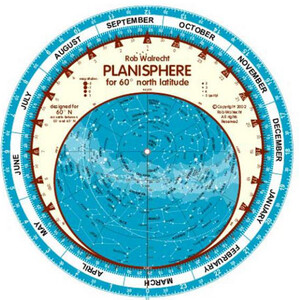 Carte du ciel Rob Walrecht Planisphere 60°N 25cm