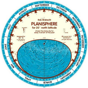 Carte du ciel Rob Walrecht Planisphere 20°N 25cm