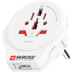 Skross Fonte de alimentação Reiseadapter World to Europe USB 1.0