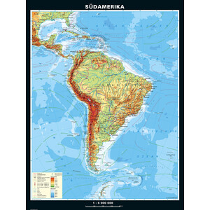 PONS Kontinent-Karte Südamerika physisch (153 x 202 cm)