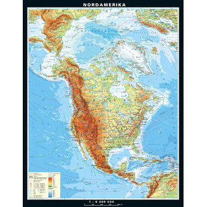 PONS Kontinent-Karte Nordamerika physisch (158 x 203 cm)