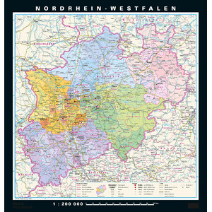 PONS Regional-Karte Nordrhein-Westfalen physisch/politisch (148 x 155 cm)