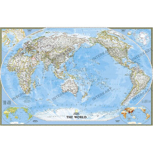 National Geographic Mappa del Mondo Planisfero classico centrato sul Pacifico