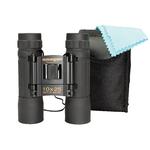 The binoculars come supplied with carrying strap, case and cleaning cloth.