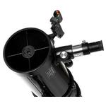 The red dot finder assists in locating objects. The 1.25” focuser accepts all standard eyepieces.