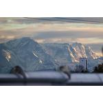 The Alps (from about 70 km away), photographed from our office with an Omegon 66 ED APO telescope and Canon EOS 550D camera. (c)  Alexander Olbrich, Landsberg am Lech, Germany.