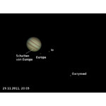Jupiter with its large moons. Taken with a Skywatcher 150/750 NEQ-3 telescope. You can see that the telescope has even imaged the shadow of one of Jupiter's moons (c) Andreas Koch