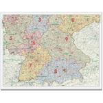 Bacher Verlag Mapa com códigos de correio para o sul da Alemanha, escala 1:500.000