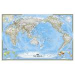 National Geographic political Pacific-centred world map, laminated