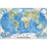 National Geographic Physical map of the world with sea relief