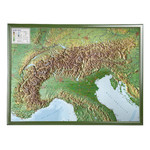 Georelief Regional-Karte Alpenbogen (77x57) 3D Reliefkarte mit Holzrahmen