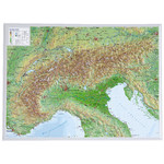 Georelief Regional-Karte Alpenbogen klein, 3D Reliefkarte