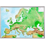Georelief Kontinent-Karte Europa groß, 3D Reliefkarte mit Alu-Rahmen