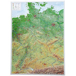 Georelief Landkarte Deutschland groß, 3D Reliefkarte