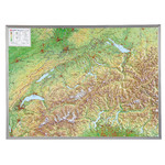 Georelief Landkarte Schweiz groß, 3D Reliefkarte mit Alu-Rahmen