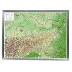 Georelief Landkarte Österreich groß, 3D Reliefkarte mit Alu-Rahmen