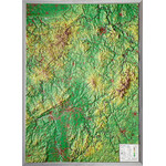 Georelief Hessen groß, 3D Reliefkarte mit Alu-Rahmen