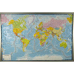 geo-institut Weltkarte Reliefkarte Welt Silver line politisch